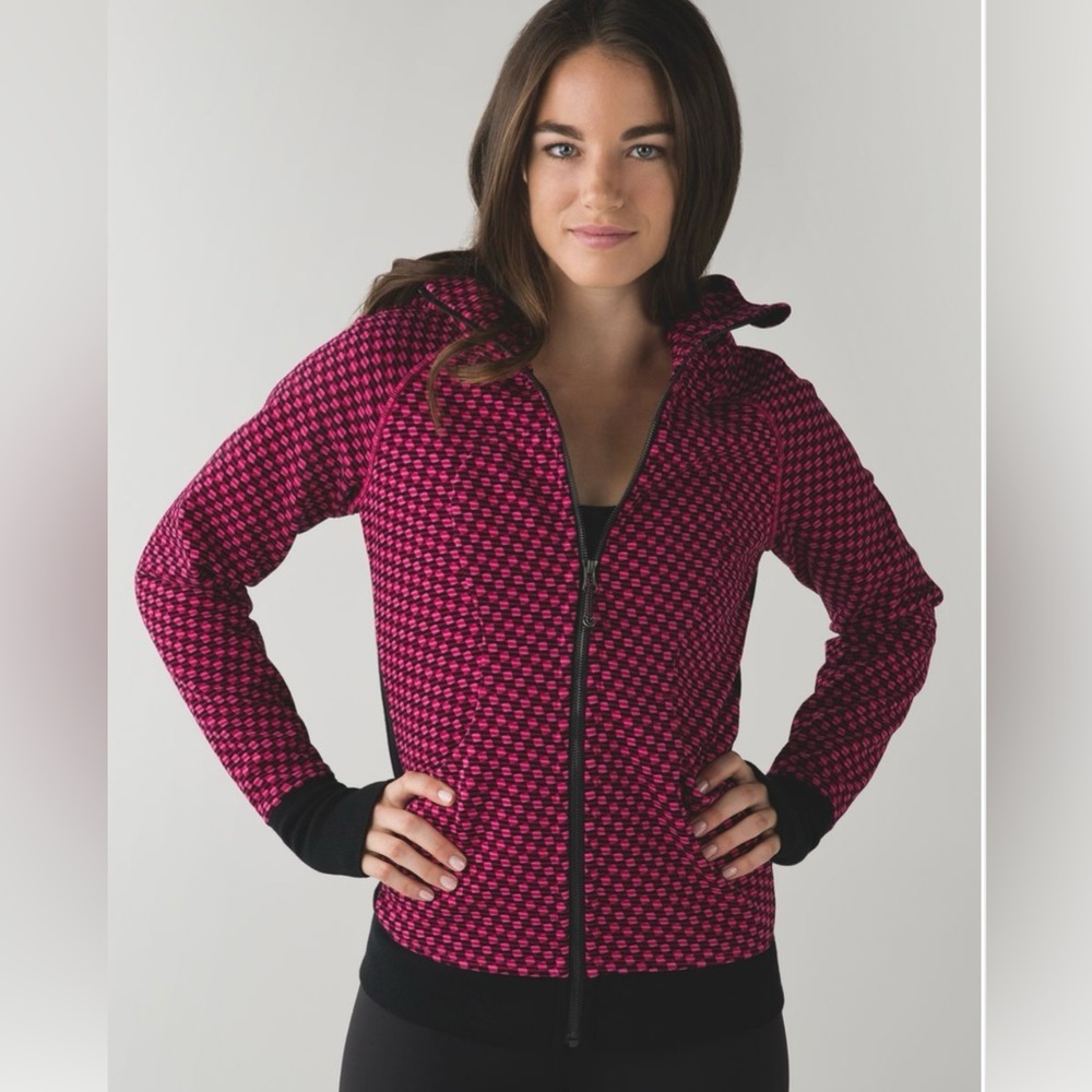 lululemon Athletica Pink and Black Scuba Hoodie | Size 8